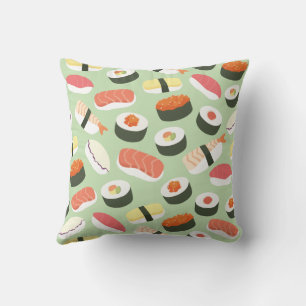 Titel: Süßes japanisches Sushi-Nahtlosmuster Kissen