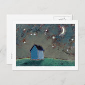 Titel:  Tiny Art #593 - Stars Moon House Traum Postkarte (Vorne/Hinten)