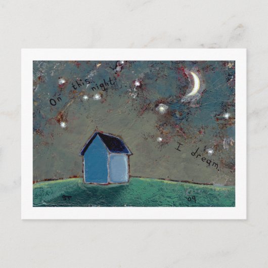 Titel:  Tiny Art #593 - Stars Moon House Traum Postkarte (Vorderseite)