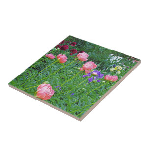TITEL/TRIVET, "WEISSER BECKEN IN PEONY GARDEN" FLIESE