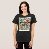 Titel: Vibrank Folk Art Floral Pattern T - Shirt (Vorderseite voll)