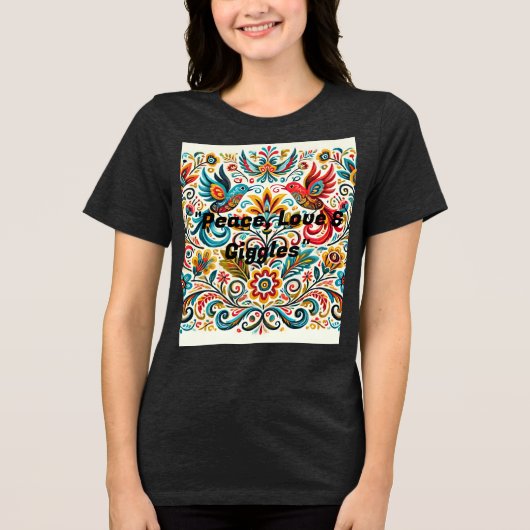 Titel: Vibrank Folk Art Floral Pattern T - Shirt (Vorderseite)
