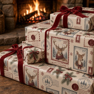 Titel: Vintage-Weihnachtspoststempel Nordpol  Geschenkpapier
