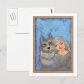 Titel: Wolf Woman - lustiges Gemälde der modernen Postkarte (Vorne/Hinten)