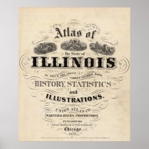 Titelblatt-Atlas des Staat von Illinois Poster