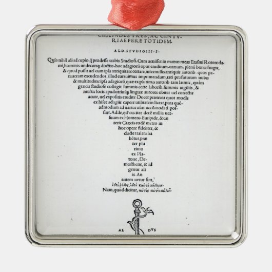 Titelblatt der Sprichwörter von ERASMUS Silbernes Ornament (Vorne)