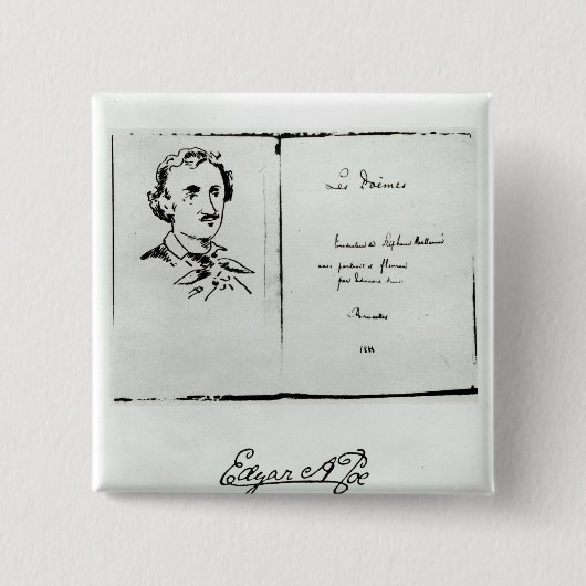 Titelblatt von "Les Poemes" durch Edgar Allan Poe Button (Vorderseite)