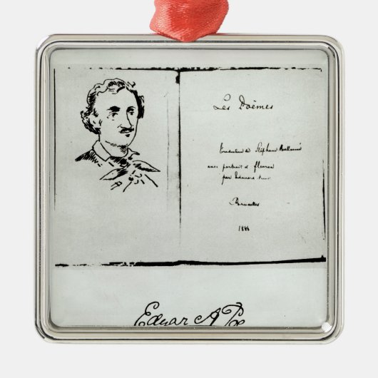 Titelblatt von "Les Poemes" durch Edgar Allan Poe Silbernes Ornament (Vorne)