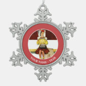 Titelmädchen Schneeflocken Zinn-Ornament (Vorderseite)