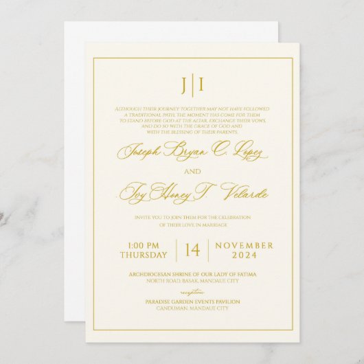 Titelseite der Hochzeitseinladung Einladung (Vorne/Hinten)