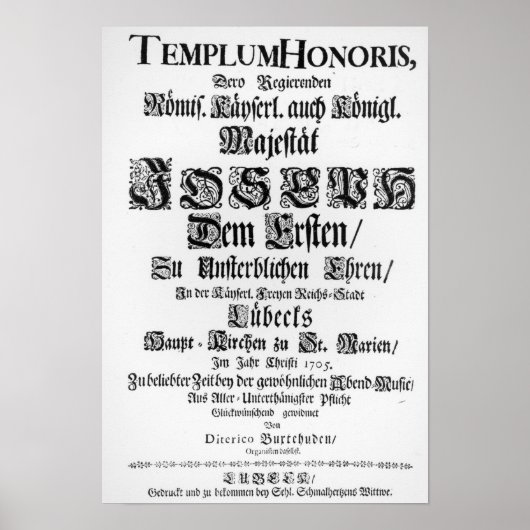 Titelseite des Abendmusik, 1705 Poster (Vorne)