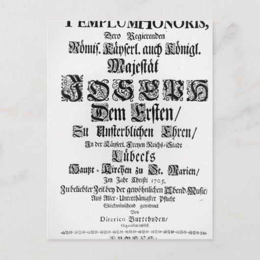Titelseite des Abendmusik, 1705 Postkarte (Vorderseite)