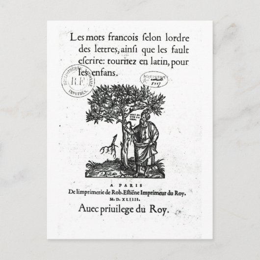 Titelseite des ersten französisch-lateinischen Wör Postkarte (Vorderseite)