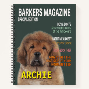 Titelseite des tibetischen Mastiff Parody Magazine Notizblock