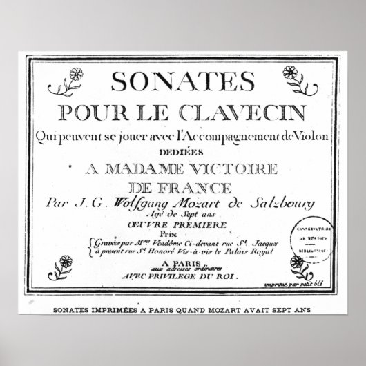 Titelseite für "Sonates pour le clavecin" Poster (Vorne)