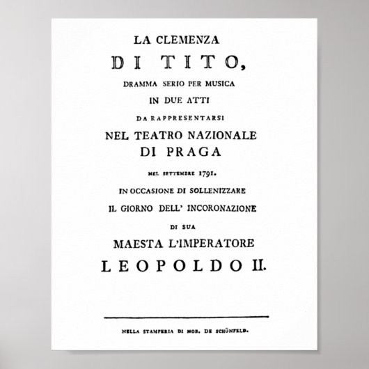 Titelseite La Clemenza di Tito Libretto Poster (Vorne)