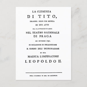 Titelseite La Clemenza di Tito Libretto Postkarte