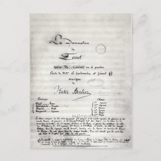 Titelseite "La Damnation de Faust" Postkarte (Vorderseite)