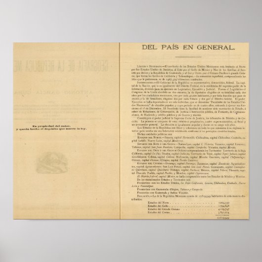 Titelseite von Mexiko-Atlas 1874 Poster (Vorne)