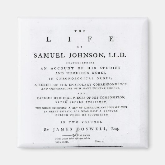 Titelseite von "The Life of Samuel Johnson" Magnet (Vorne)