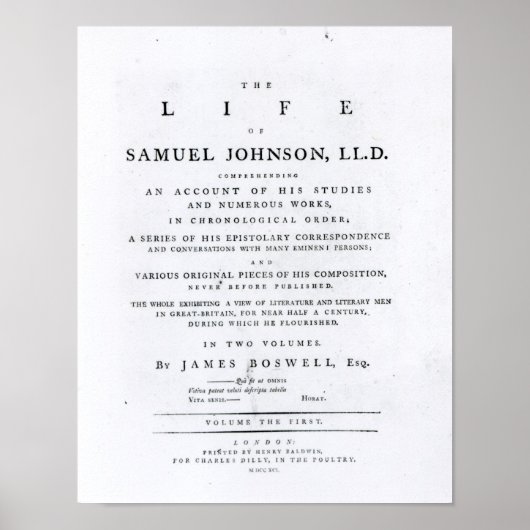 Titelseite von "The Life of Samuel Johnson" Poster (Vorne)