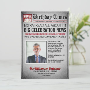 Titelseite Zeitungs-Geburtstagsfeier-Einladung Einladung