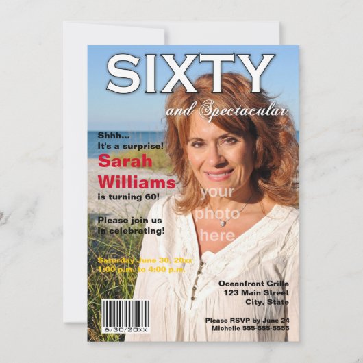 Titelseiten-60. Geburtstags-Party Einladung (Vorderseite)