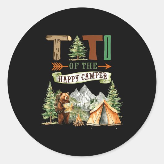 Titi des glücklichen Camper-Einjährigen Camping Runder Aufkleber (Vorderseite)