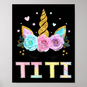 Titi Einhorn Blumen Geburtstagsmädchen passende Fa Poster