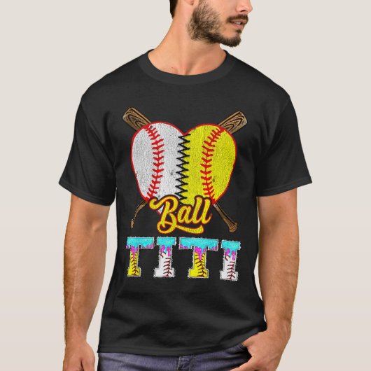 Titi Of Both Half Baseball Softball Ice Cream Drip T-Shirt (Vorderseite)