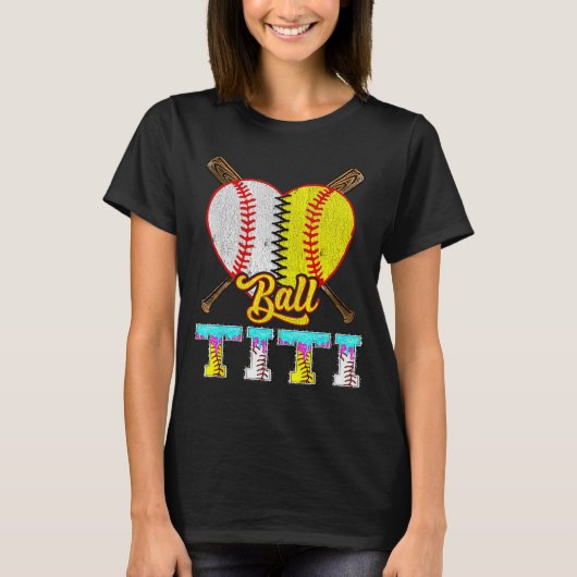 Titi Of Both Half Baseball Softball Ice Cream Drip T-Shirt (Vorderseite)