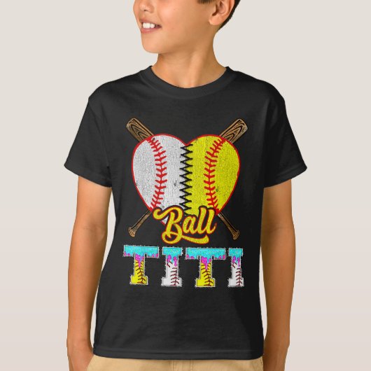 Titi Of Both Half Baseball Softball Ice Cream Drip T-Shirt (Vorderseite)