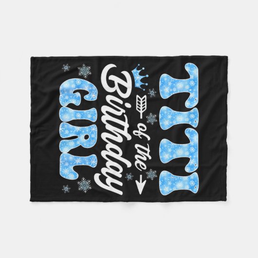 Titi Of The Birthday Girl Snowflakes Winter Christ Fleecedecke (Vorderseite (Horizontal))