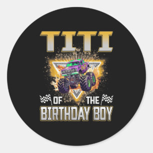 Titi vom Geburtstagsjungen Monster Truck Birthday Runder Aufkleber