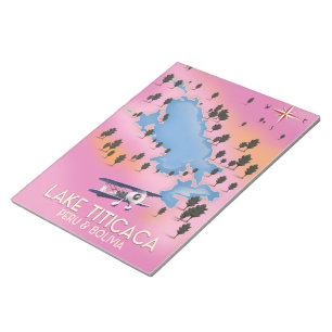 Titicaca-See, Peru, Bolivien Seekarte Kunst- und K Notizblock