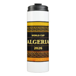 TITLE: Algeria Football Fan 2026 Black Gold Luxury Thermosbecher