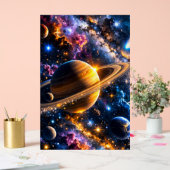 Title Galactic Odyssey Saturn and space nebula art Acrylschild (Hochzeit)
