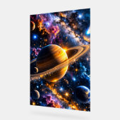 Title Galactic Odyssey Saturn and space nebula art Acrylschild (Winkel)