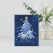 Title: Happy Holidays Elegant Navy Gold Christmas  Postkarte (Stehend Vorderseite)
