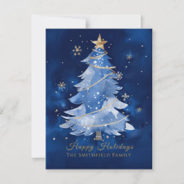 Title:
Happy Holidays Elegant Navy Gold Christmas Postkarte