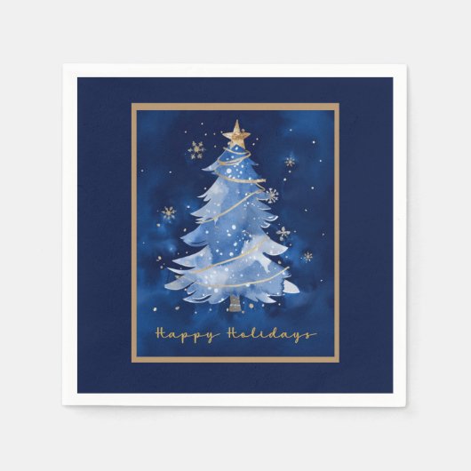 Title:
Happy Holidays Elegant Navy Gold Christmas Serviette (Vorderseite)