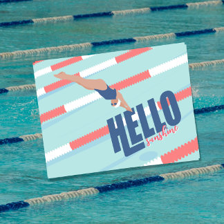 Title Modern Retro Pool Swimmer Typography Postcar Feiertagspostkarte