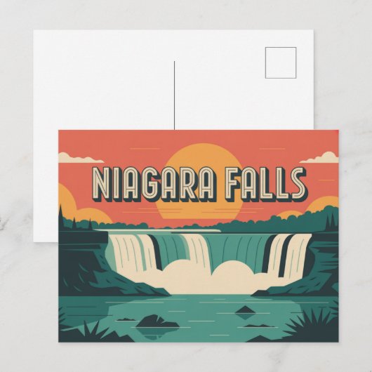 Title: Niagara Falls Sunset Postkarte (Vorne/Hinten)