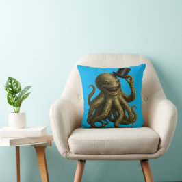 Title octopus in top hat, whimsical nautical art kissen