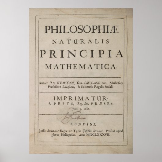 TITLE PAGE of PRINCIPIA MATHEMATICA 1687 Poster (Vorne)