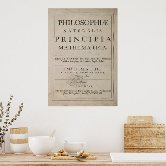 TITLE PAGE of PRINCIPIA MATHEMATICA 1687 Poster (Küche)