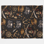 Title pirate legend Jolly Roger and treasure chest Fleecedecke (Vorderseite (Horizontal))