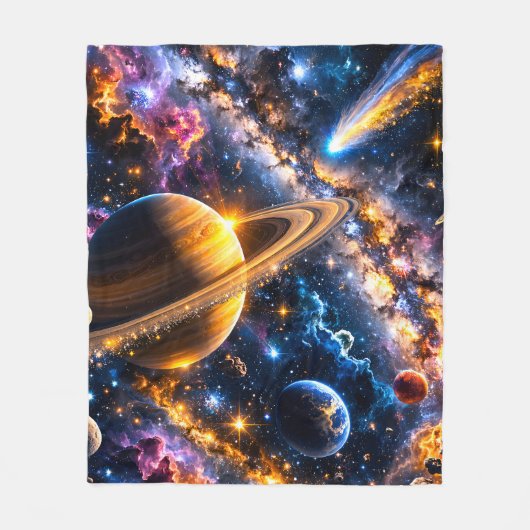 Title Saturn and comic galactic plush blanket de Fleecedecke (Vorderseite)