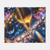 Title Saturn and comic galactic plush blanket de Fleecedecke (Vorderseite (Horizontal))