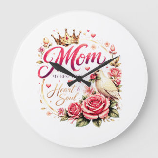 🌸 Title (SEO + Trending) Mom Crown Rose Design –  Große Wanduhr
